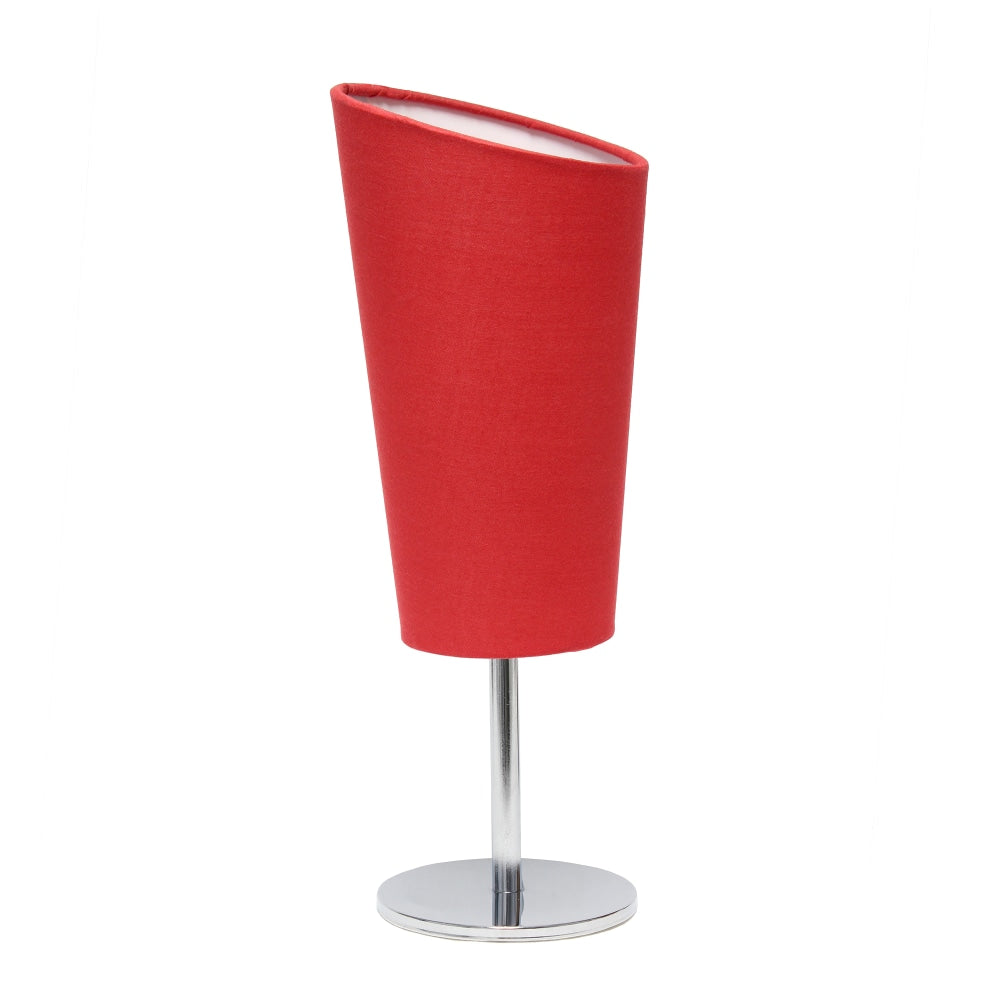 Simple Designs Mini Chrome Table Lamp With Angled Shade, 12-5/8inH, Red Shade/Chrome Base