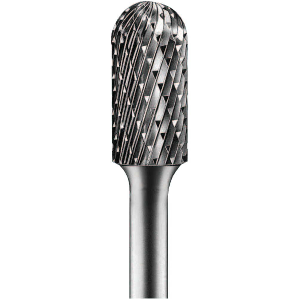 Carbide Cylindrical/Radius Bur Bit, 3/8Dia.x3/4L Cut, 1/4 Shank, Alt. Diamond