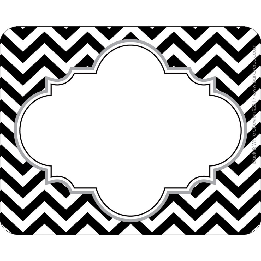 Barker Creek Name Tags, 2 -3/4" x 3 1/2", Chevron, 45 Name Tags Per Pack, Black/White, Case Of 2 Packs