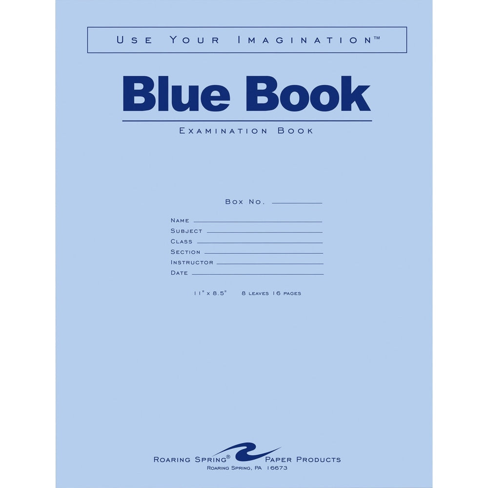 Roaring Spring Blue Book Wide-Ruled Examination Books, 8 1/2in x 11in, Pack Of 50