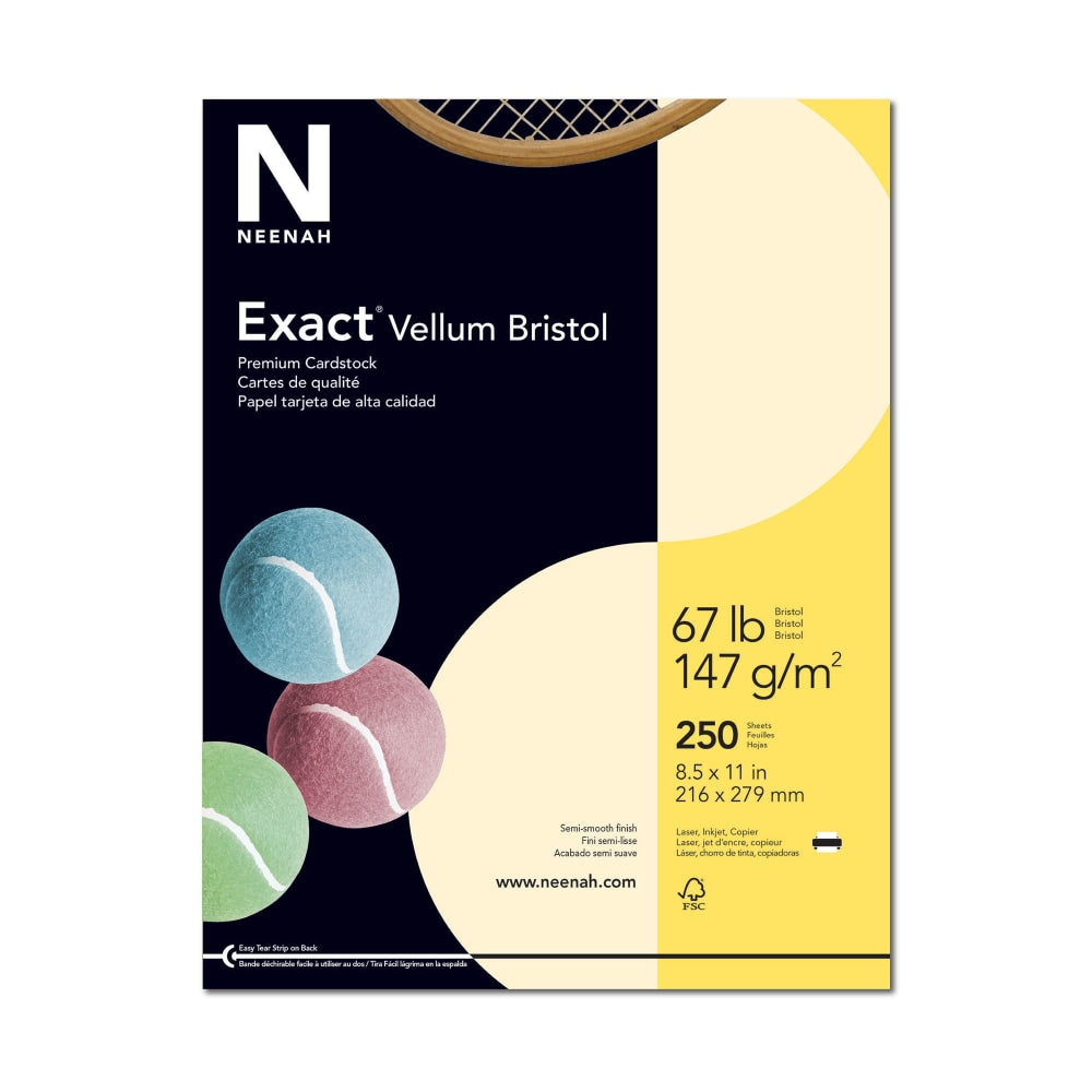 Exact Vellum Bristol Card Stock, Ivory, Letter (8.5in x 11in), 67 Lb, Pack Of 250