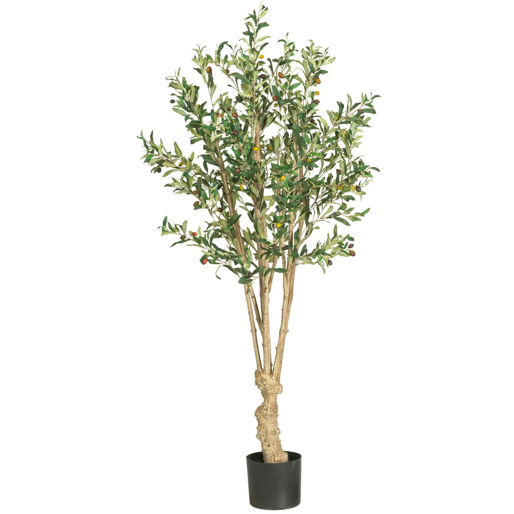 Nearly Natural 5ftH Silk Olive Tree With Pot, Green