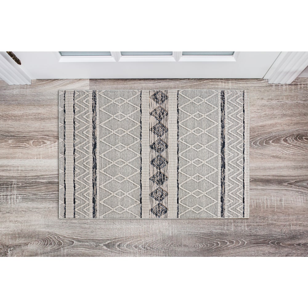 Linon Aria Area Rug, 2ft x 3ft, Finch Cream/Gray