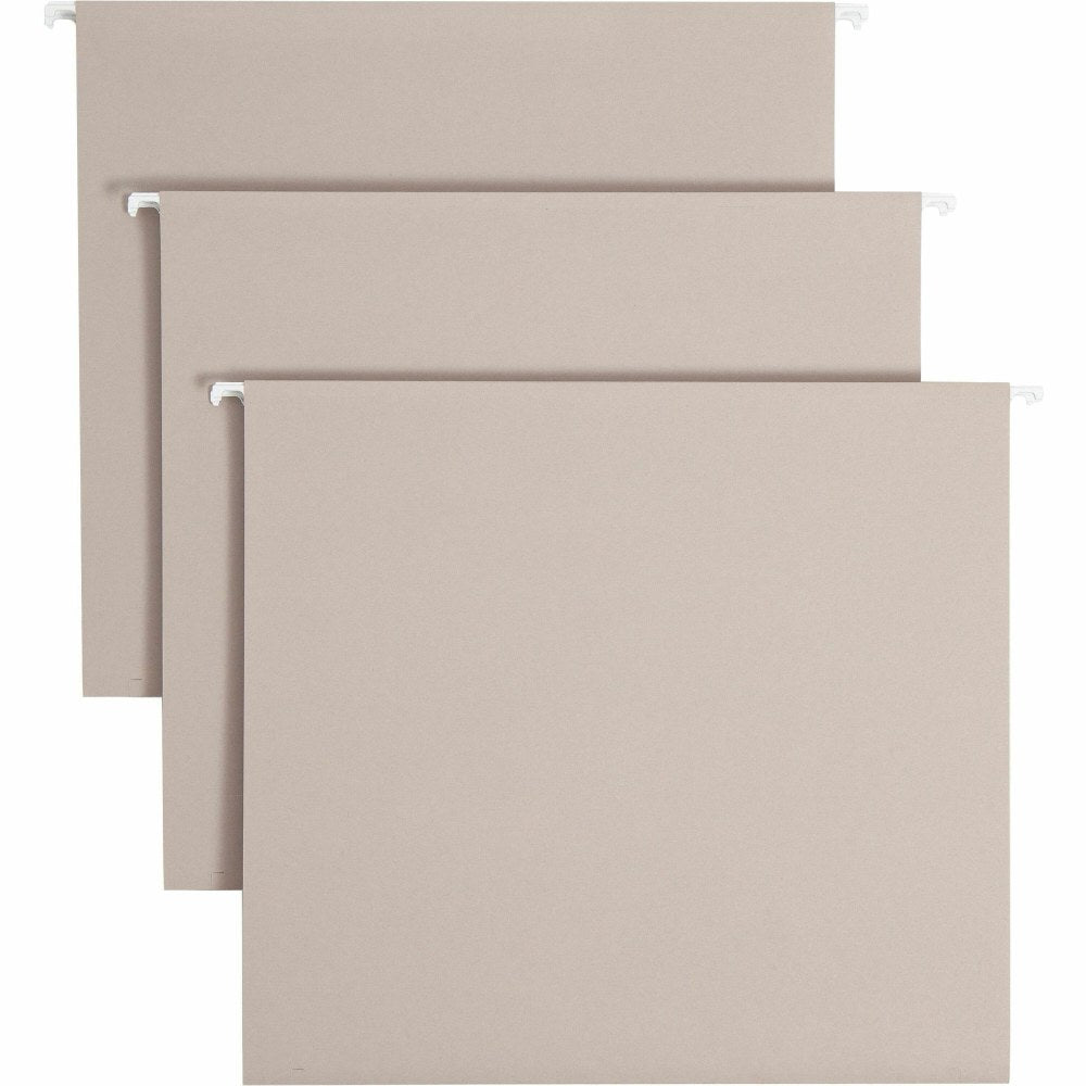 Smead TUFF 1/3 Tab Cut Letter Recycled Hanging Folder - 8 1/2in x 11in - 3in Expansion - Top Tab Location - Assorted Position Tab Position - Steel Gray - 10% Recycled - 18 / Box