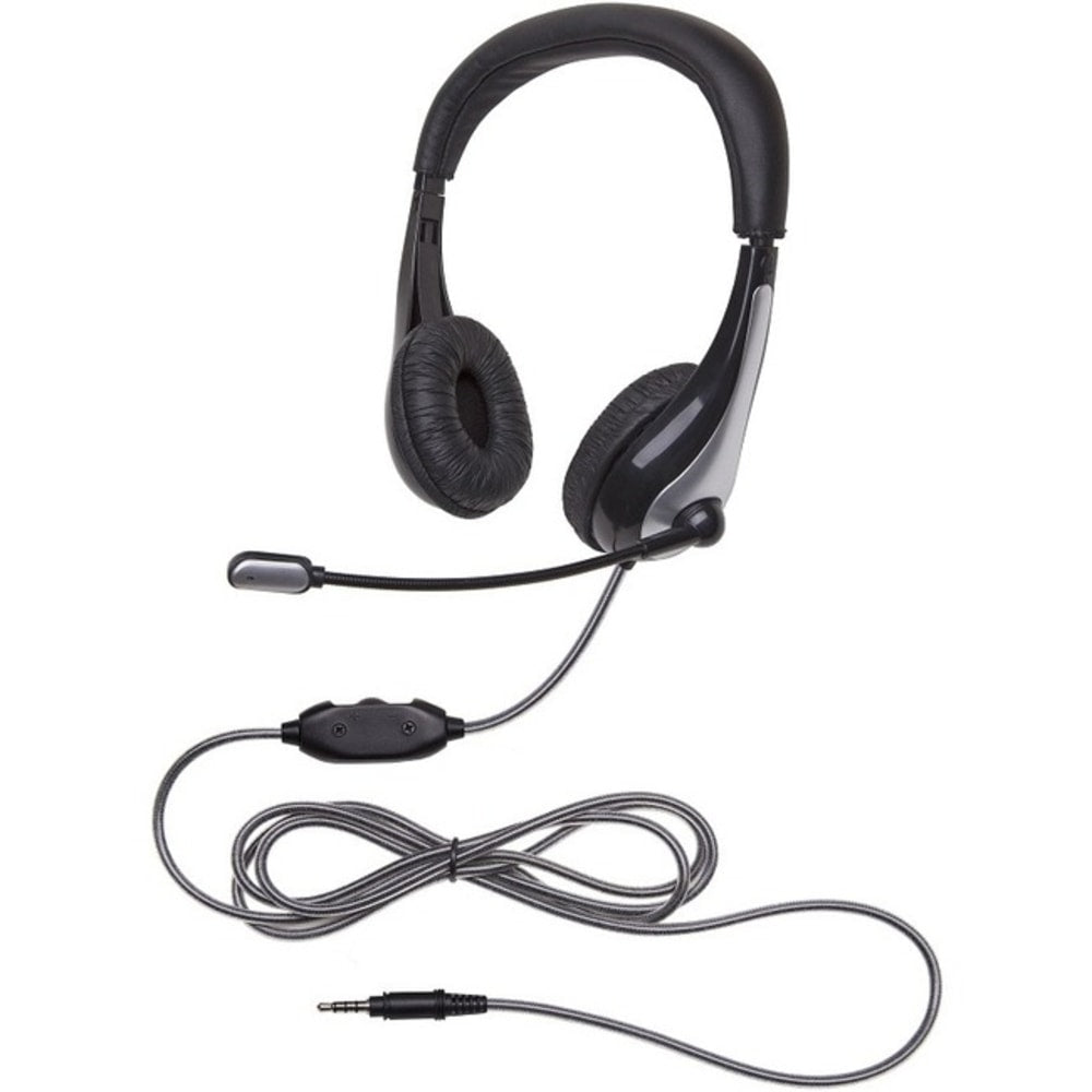 Califone 1025MT NeoTech Plus Headset, Mic, 3.5mm stereo plug with CaliTuff Braided Cord - Black