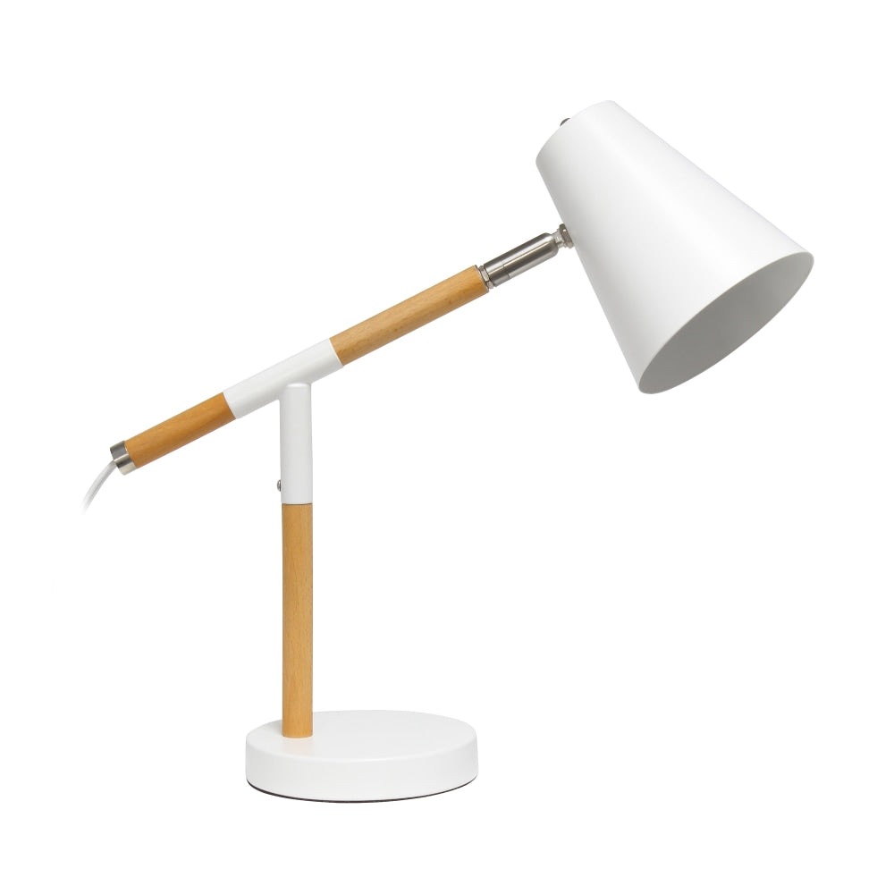 Simple Designs Black Matte and Wooden Pivot Desk Lamp