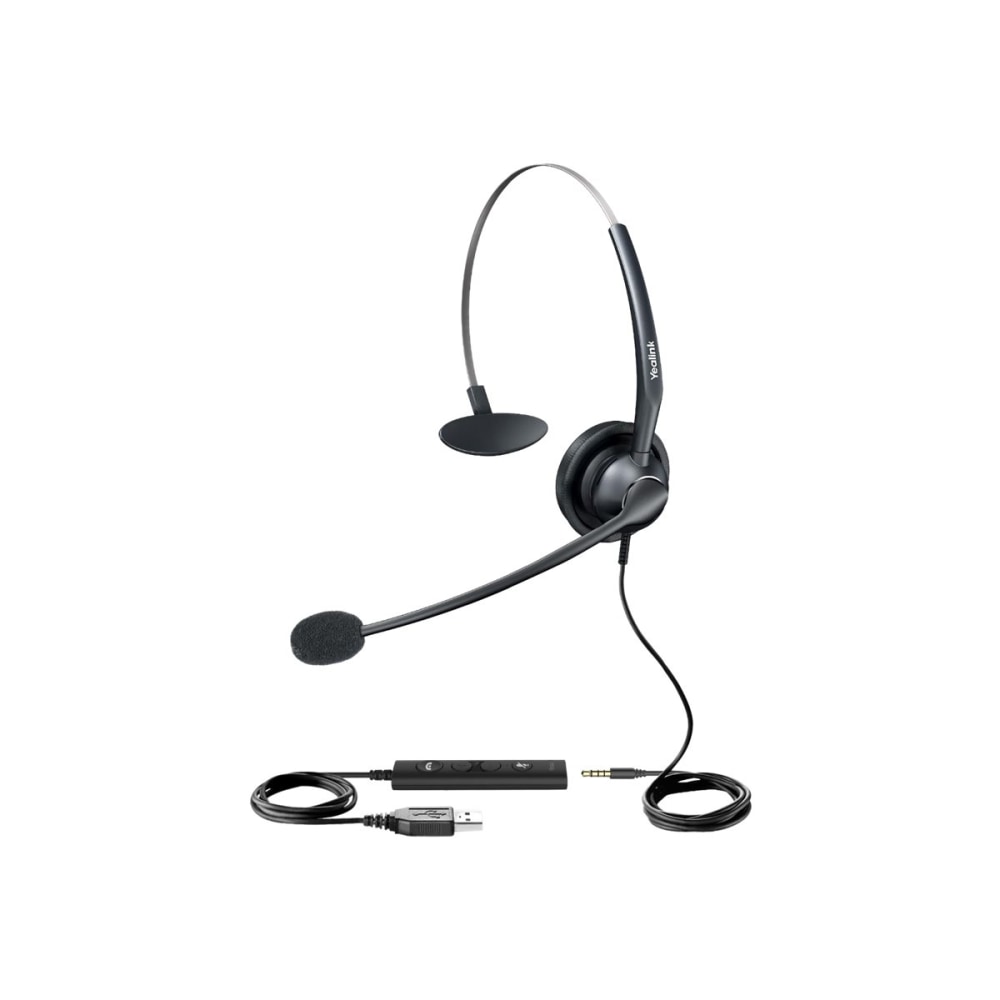 Yealink UH33 Monaural On-Ear USB Headset, Black, YEA-UH33