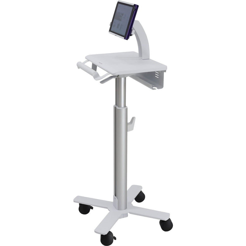 Ergotron StyleView Tablet Cart, SV10 - 24.50 lb Capacity - 4 Casters - 3in Caster Size - Metal, Steel - White, Aluminum