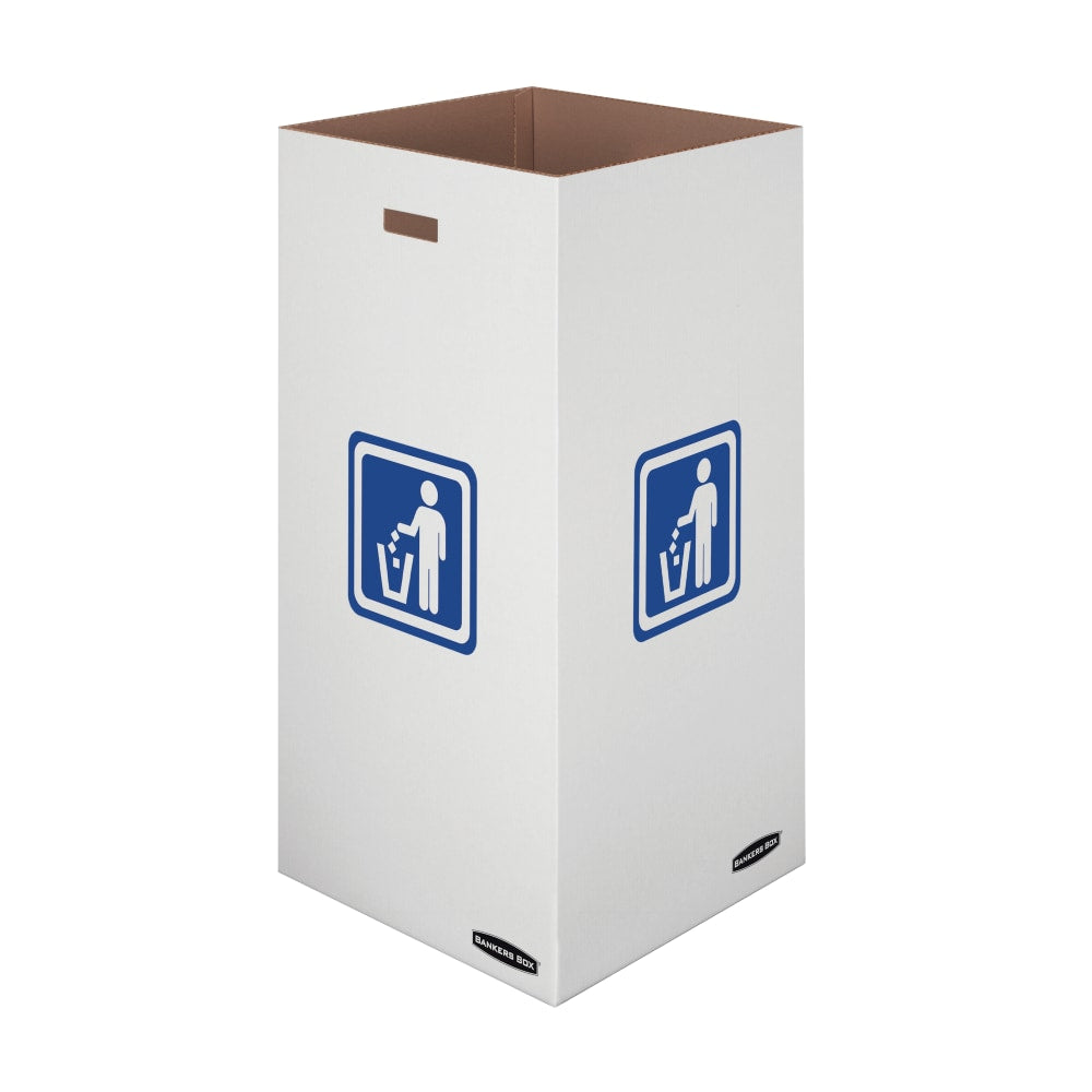 Bankers Box Waste And Recycling Bins, Extra Large Size, 36in x 18 3/8in x 18 3/8in, 50% Recycled, White/Blue, Pack Of 10