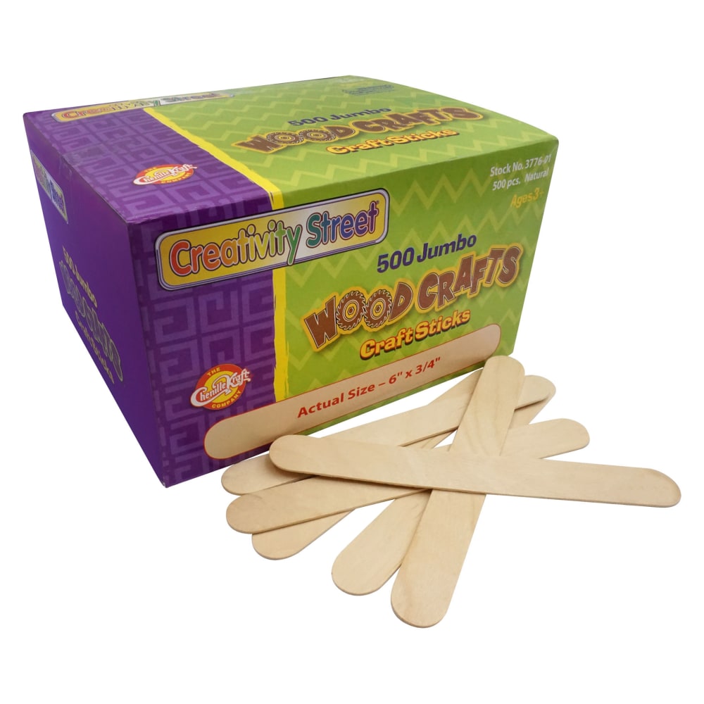 Creativity Street Jumbo Craft Sticks, 6in x 3/4in, Natural, 500 Pieces Per Pack, Set Of 2 Packs