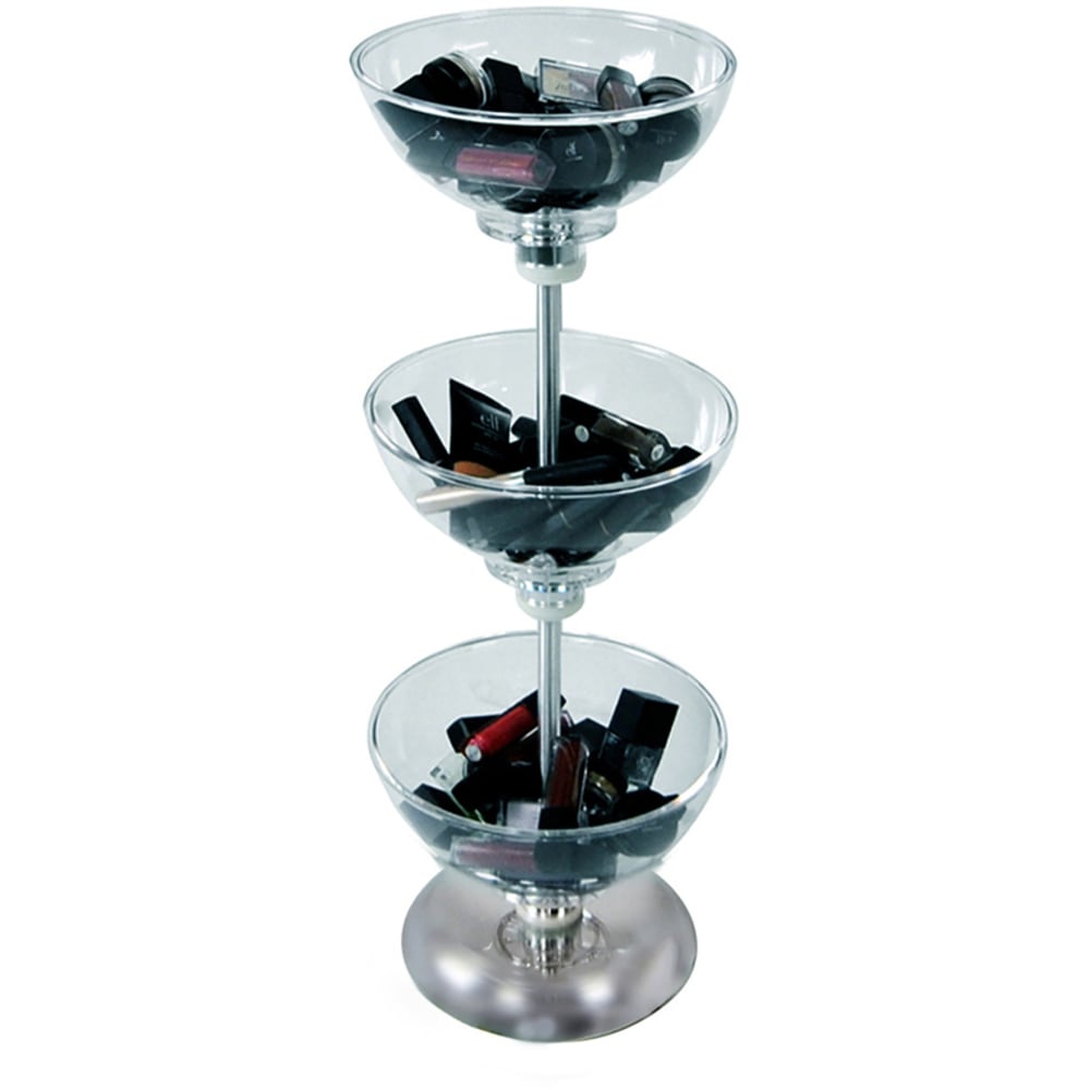 Azar Displays 3-Tier Bowl Display, 24-1/2inH x 8inW x 8inD, Clear