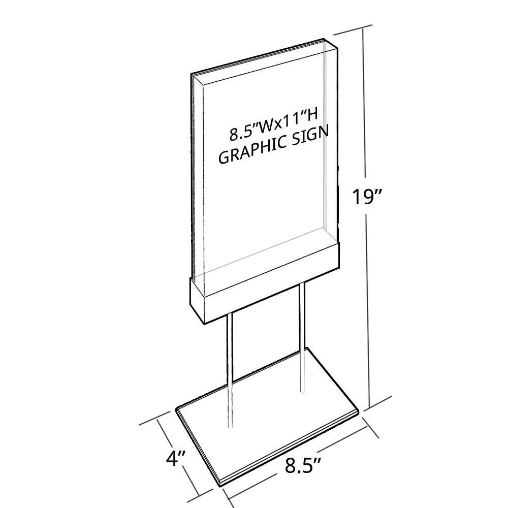 Azar Displays Elite Series Acrylic Vertical Block Countertop Sign Holder, 11inH x 8-1/2inW, Clear