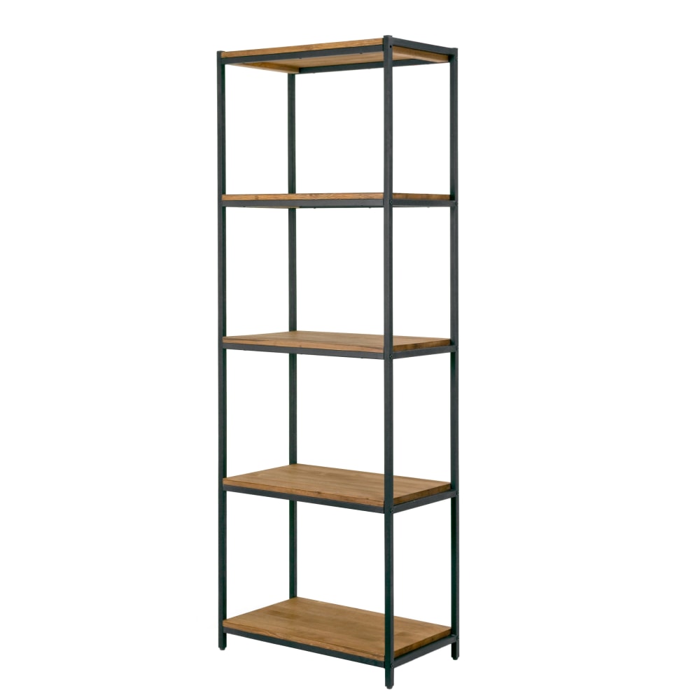 Glamour Home Ailis 75inH 5-Shelf Etagere Bookcase, Brown