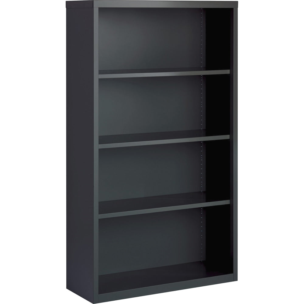 Lorell Fortress Steel 60inH 4-Shelf Bookcase, Charcoal