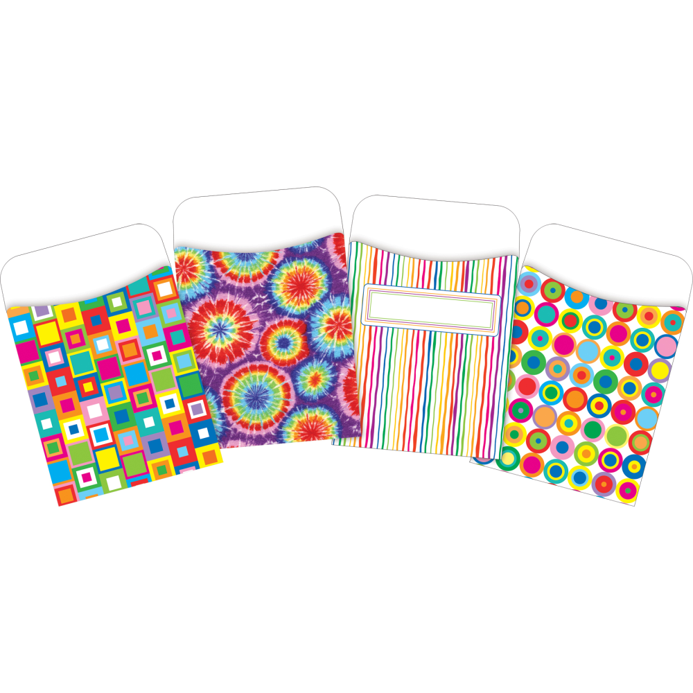 Barker Creek Peel & Stick Library Pockets, 3-1/2in x 5-1/8in, Groovy, Set Of 120 Pockets