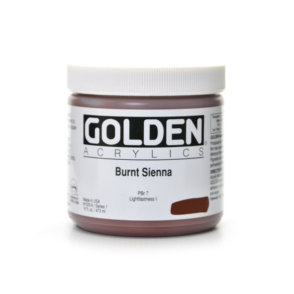 Golden Heavy Body Acrylic Paint, 16 Oz, Burnt Sienna