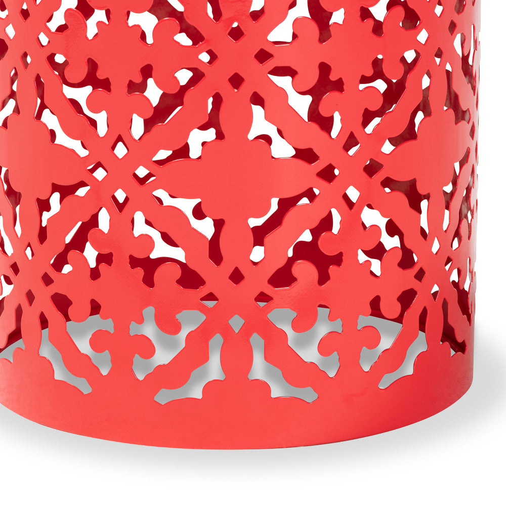 Baxton Studio Jamila Modern And Contemporary Outdoor Side Table, 18-5/16inH x 13-1/4inW x 13-1/4inD, Red