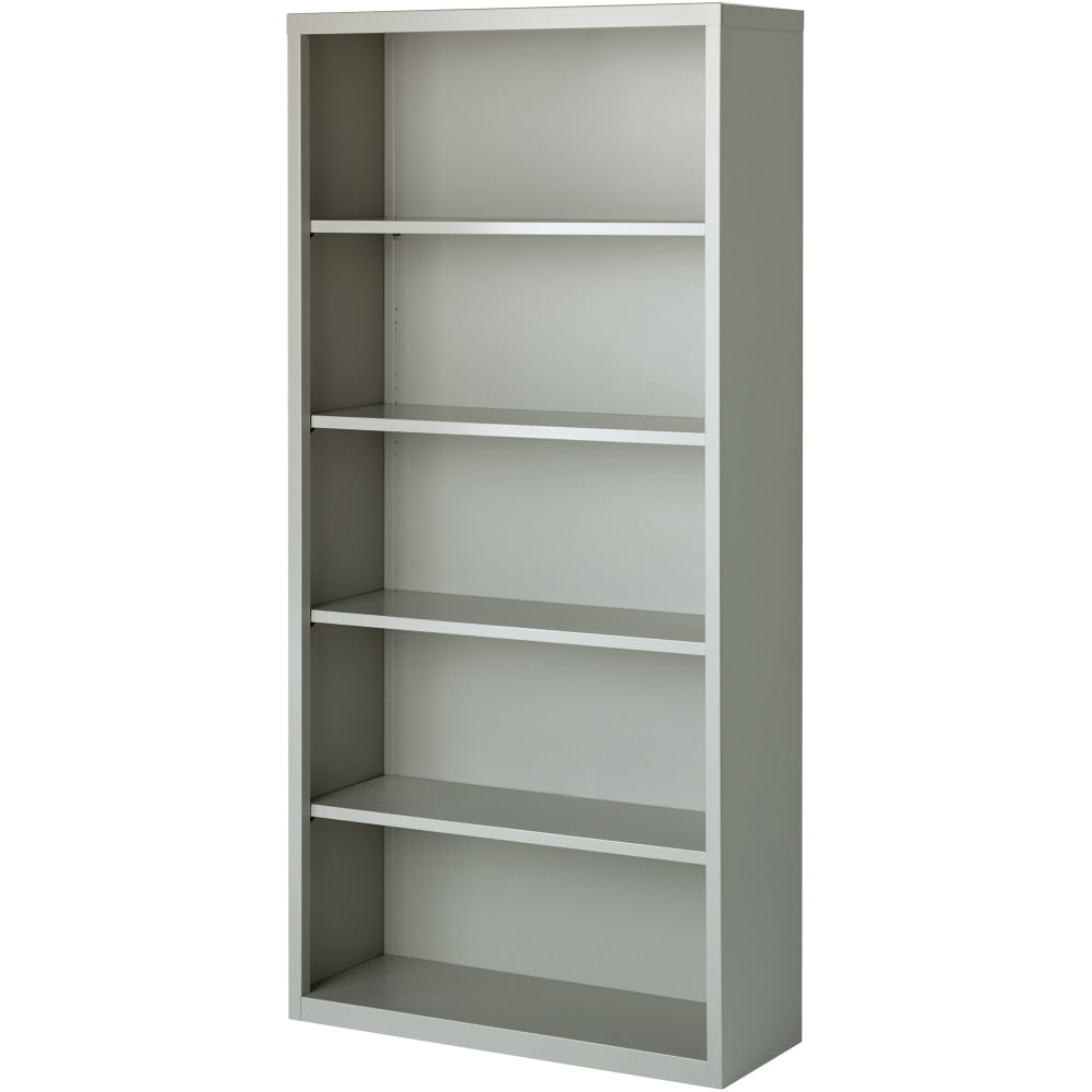 Lorell Fortress Series Steel Modular Shelving Bookcase, 5-Shelf, 72inH x 34-1/2inW x 13inD, Light Gray