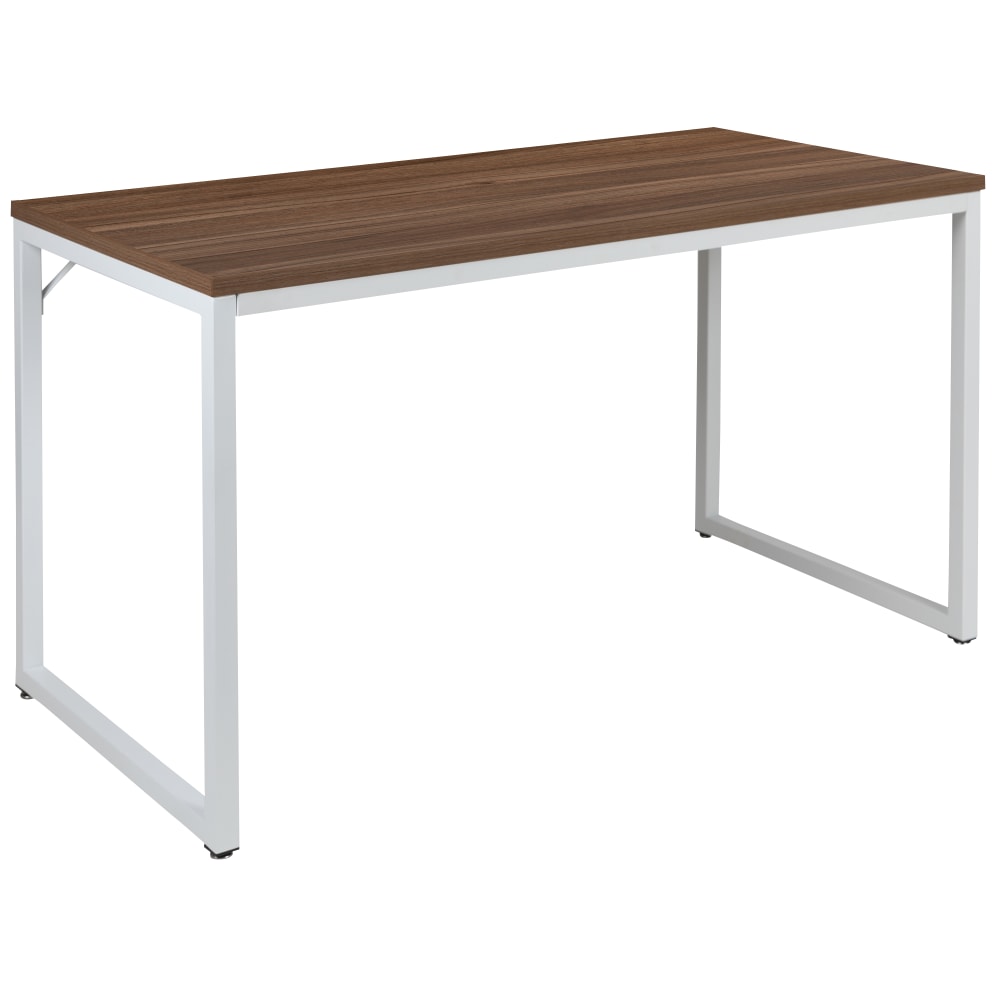 Flash Furniture 48inW Commercial-Grade Industrial Office Computer Desk, Walnut/White