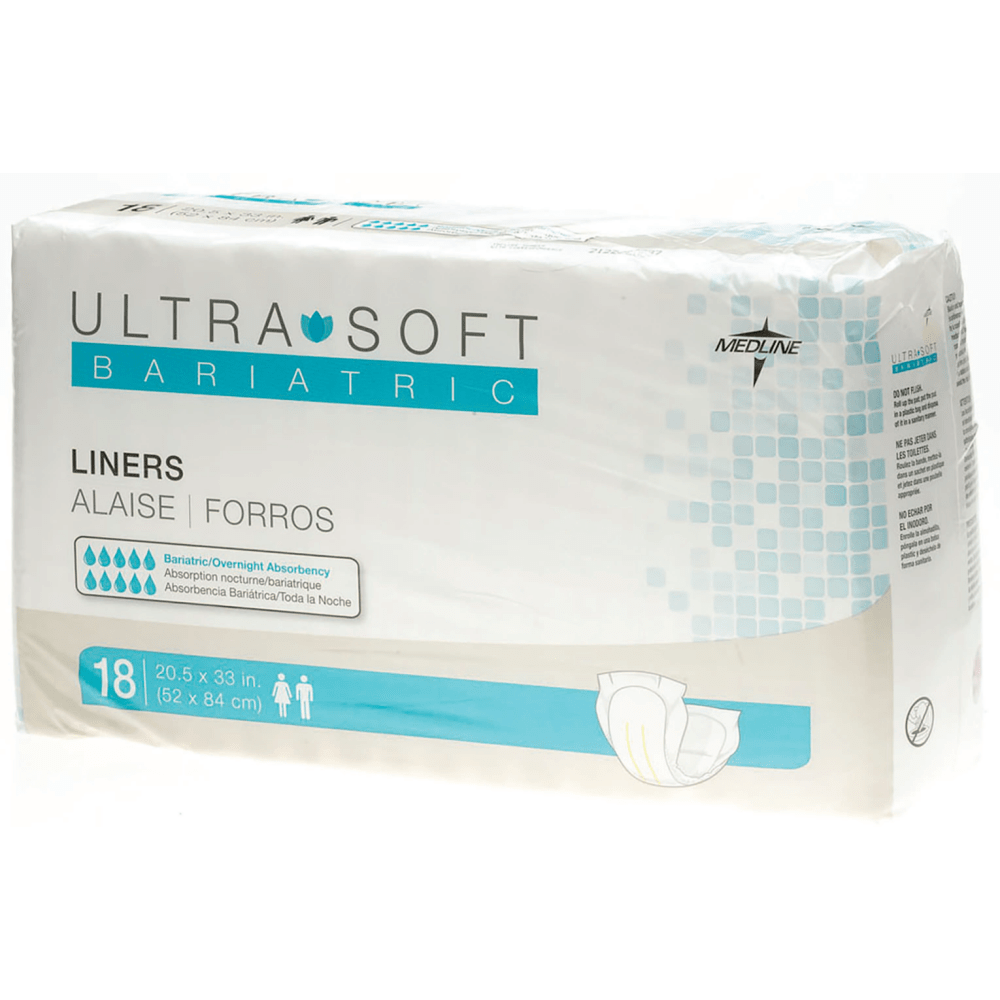 Ultra-Soft Plus Cloth-Like Liners, Bariatric, White, 18 Liners Per Bag, Case Of 4 Bags