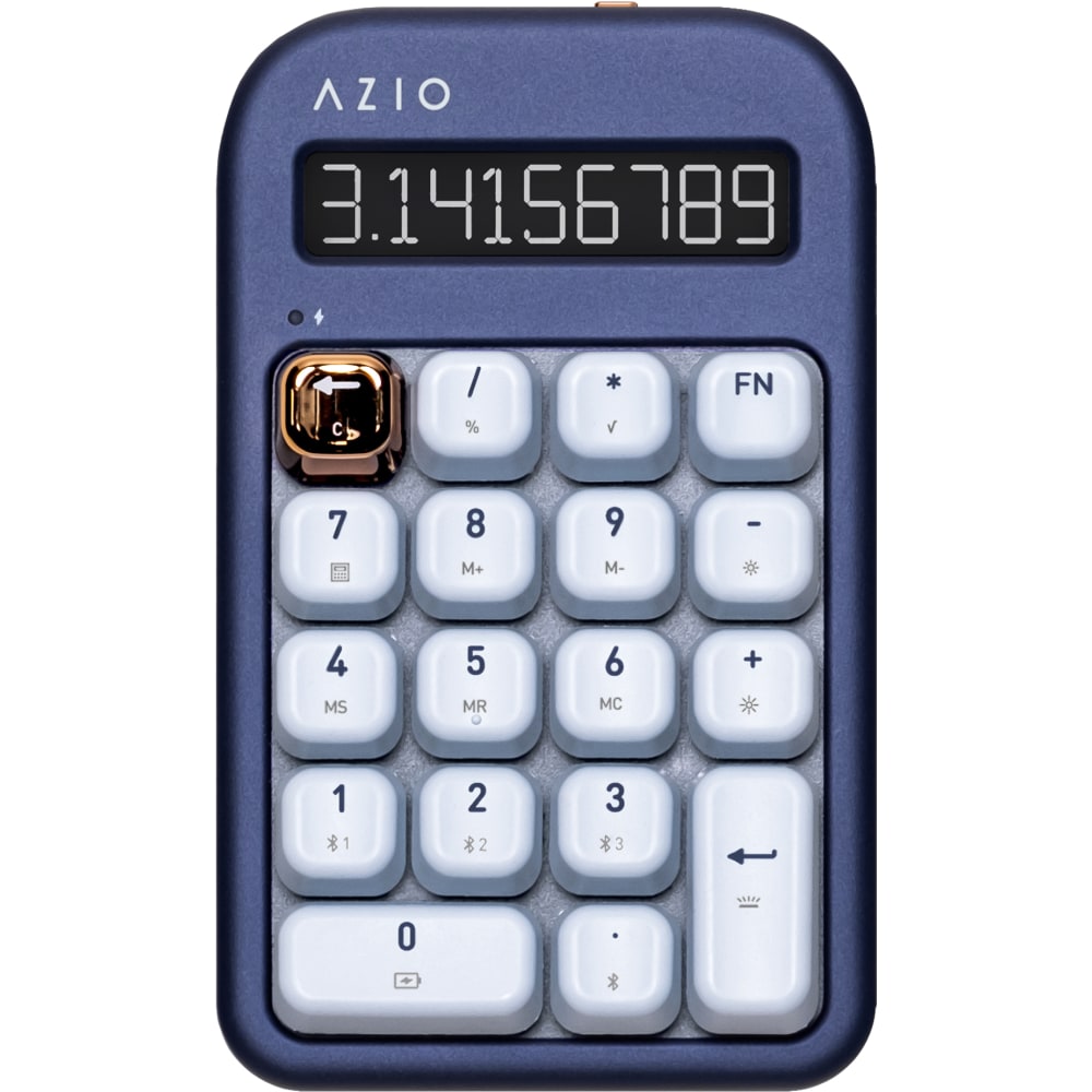 AZIO IZO Number Pad/Standalone Calculator, Blue Switches, Blue Iris, AZI917800F064