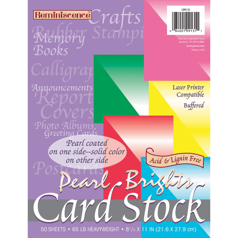 Pacon Pearl Cardstock - Assorted Bright - Letter - 8 1/2in x 11in - 65 lb Basis Weight - Pearl Brights - 1 / Pack - Acid-free, Lignin-free, Heavyweight, Archival-safe