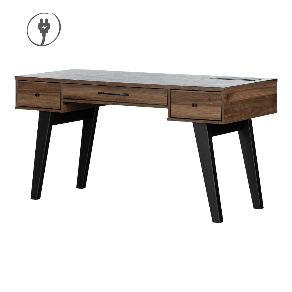 South Shore Helsy 60inW Computer Desk, Natural Walnut