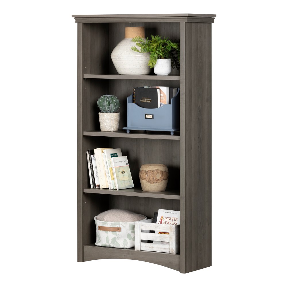 South Shore Gascony 57-3/4inH 4-Shelf Bookcase, Gray Maple