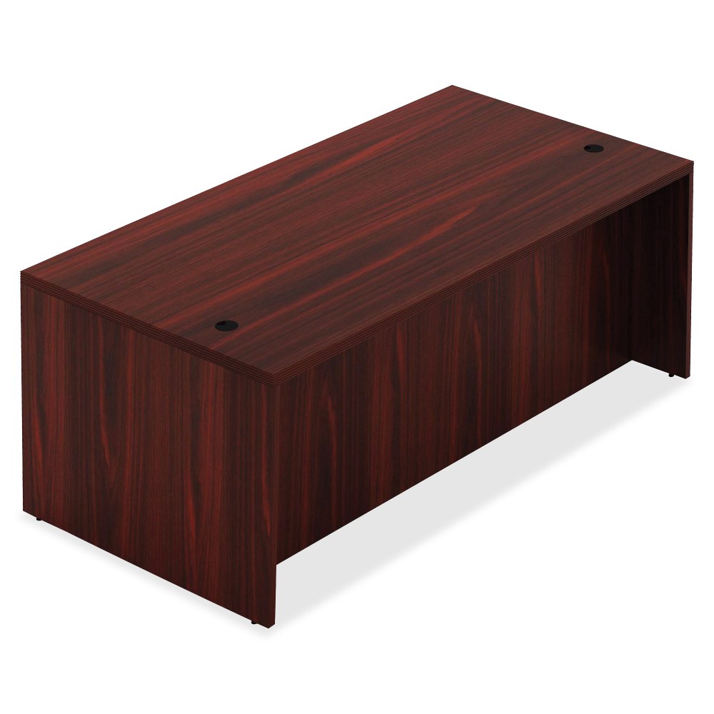 Lorell Chateau 66inW Shell Computer Desk, Mahogany