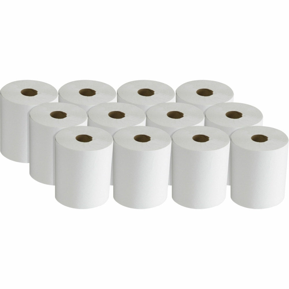 SKILCRAFT All-Purpose Embossed 1-Ply Hardwound Paper Towels, 100% Recycled, 600ft Per Roll, Pack Of 12 Rolls