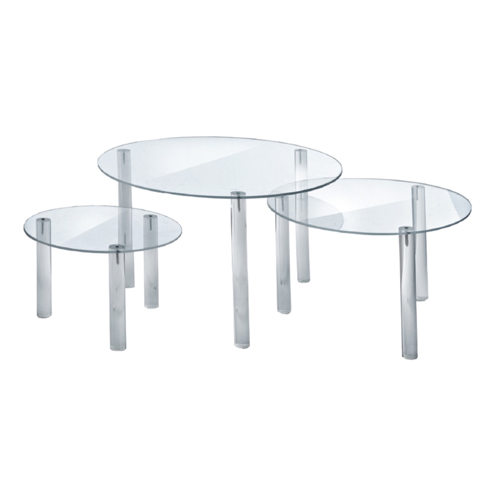 Azar Displays 3-Piece Round Riser Display Set, 6inH, 8inH, 10inH, Clear