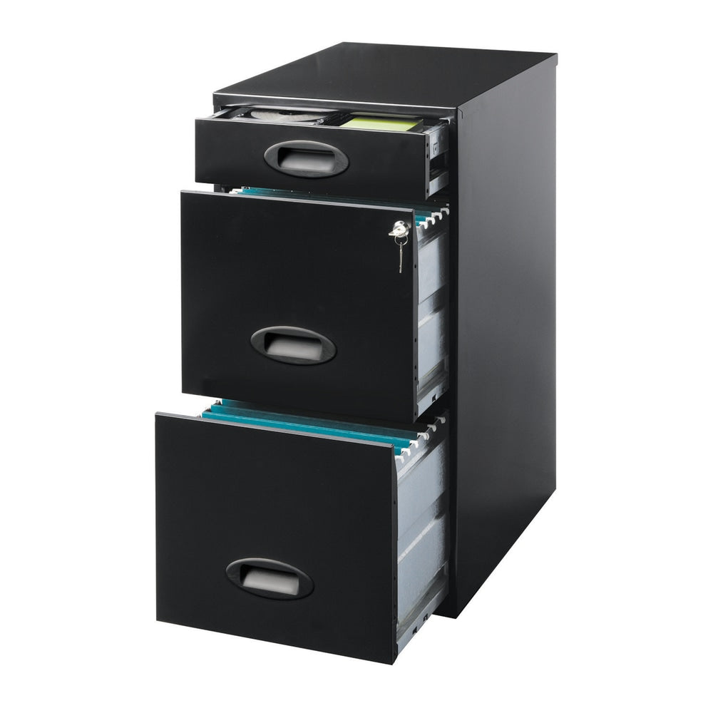 Realspace 18inD Vertical 3-Drawer File Cabinet, Black