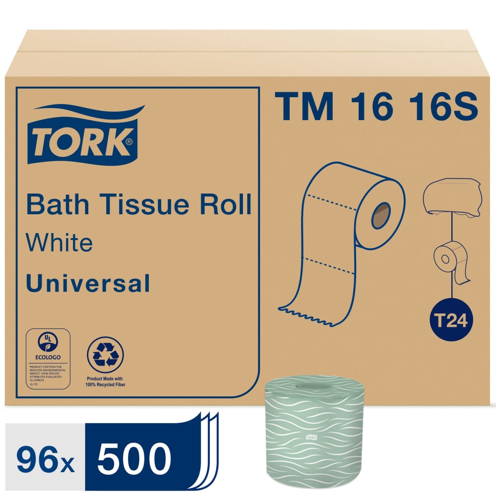 Tork T24 2-Ply Toilet Paper, Universal, 500 Sheets Per Roll, Case Of 96 Rolls