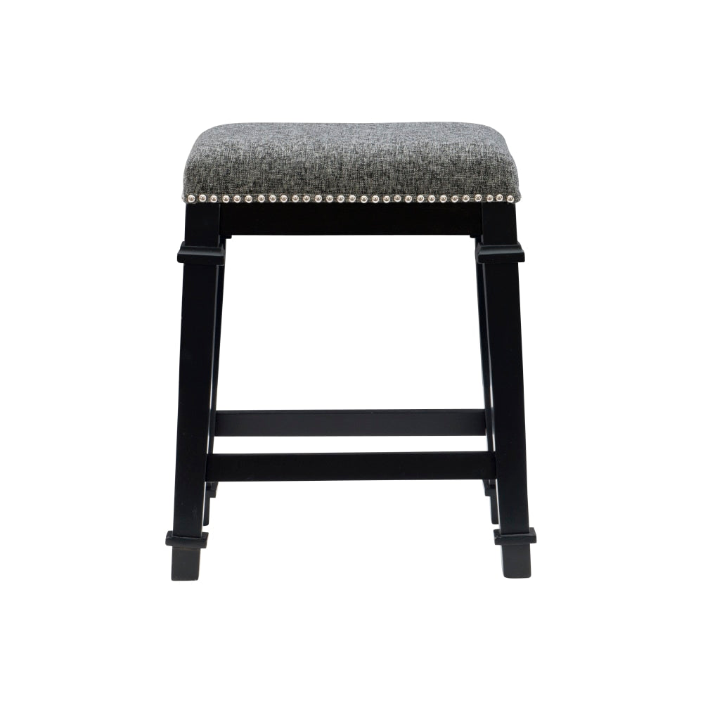 Linon Marshall Backless Counter Stool, Black/White Tweed