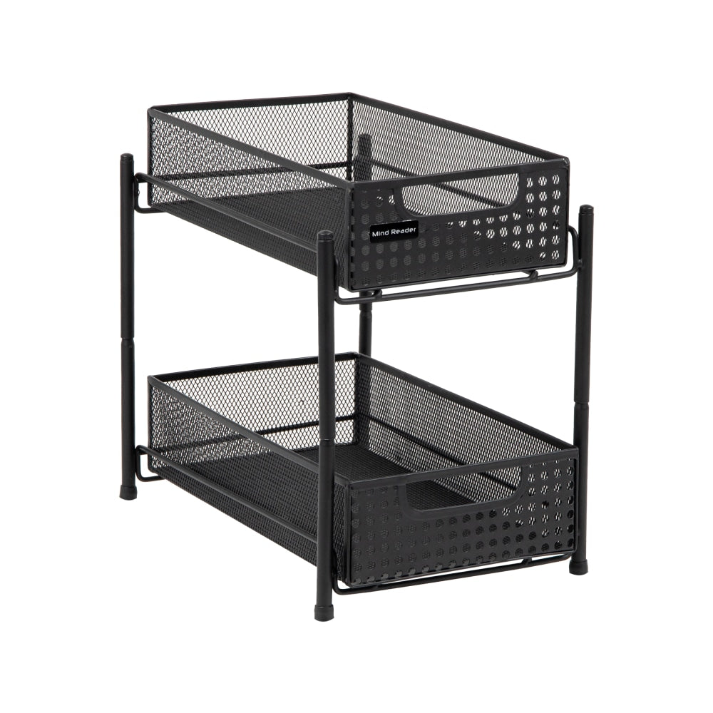 Mind Reader Network Collection 2-Tier Mesh Cabinet Basket, 11-1/4in H x 12-1/2in W x 8in D, Black