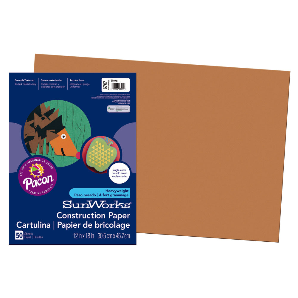 Prang Construction Paper, 12in x 18in, Brown, Pack Of 50