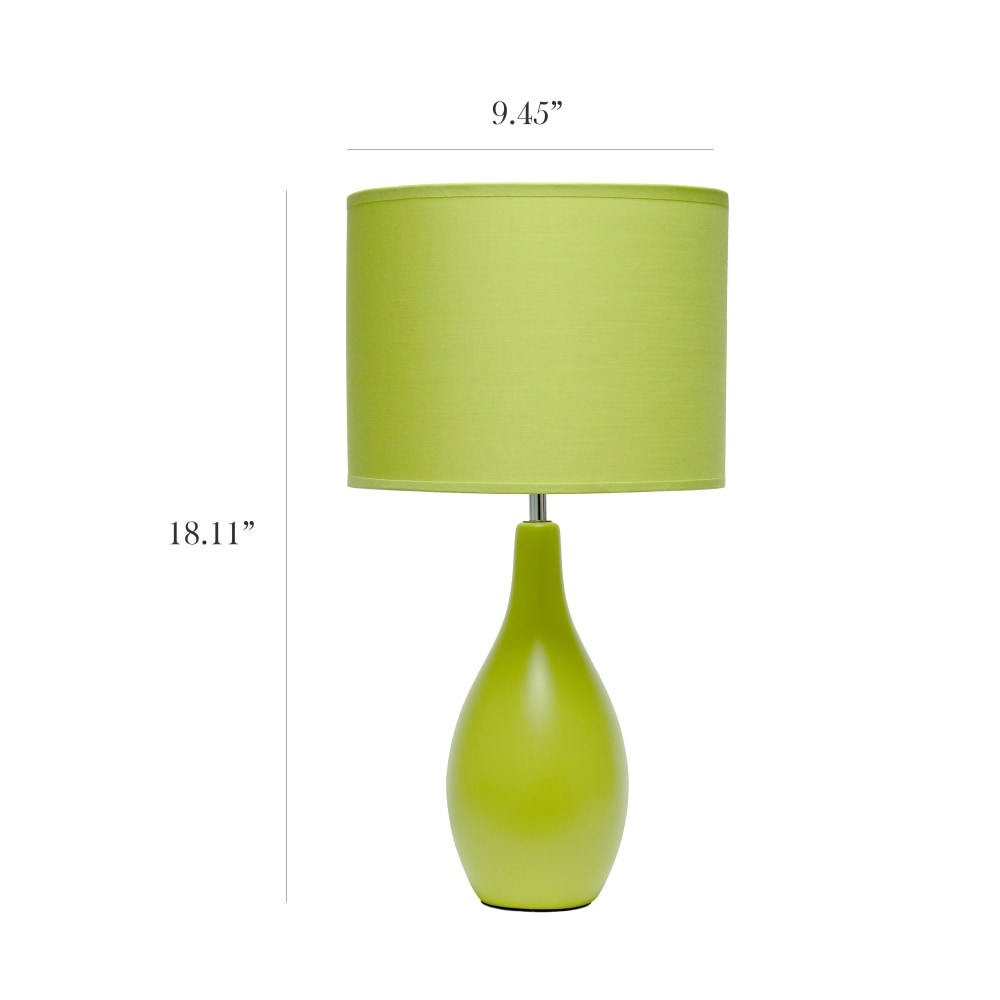 Simple Designs Bowling Pin Base Table Lamp, 19inH, Green Shade/Green Base