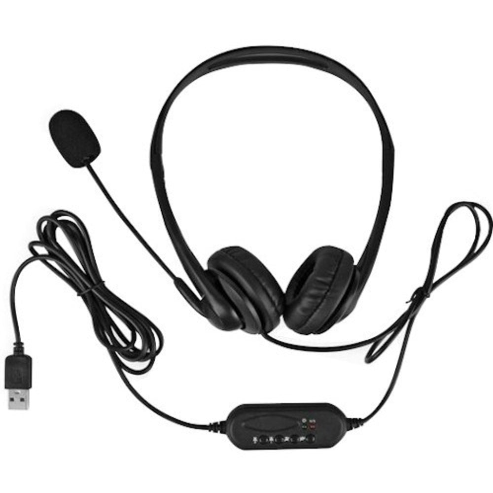 Aluratek Wired USB Stereo Headset with Noise Reducing Boom Mic and In-Line Controls - Stereo - USB Type A - Wired - Over-the-head - Binaural - Noise Reduction Microphone - Black