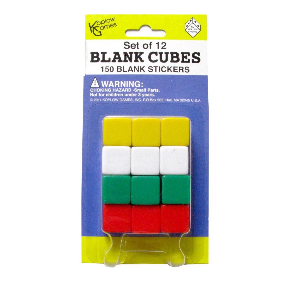 Koplow Games Blank Dice With Stickers, 12 Dice Per Pack, Set Of 6 Packs