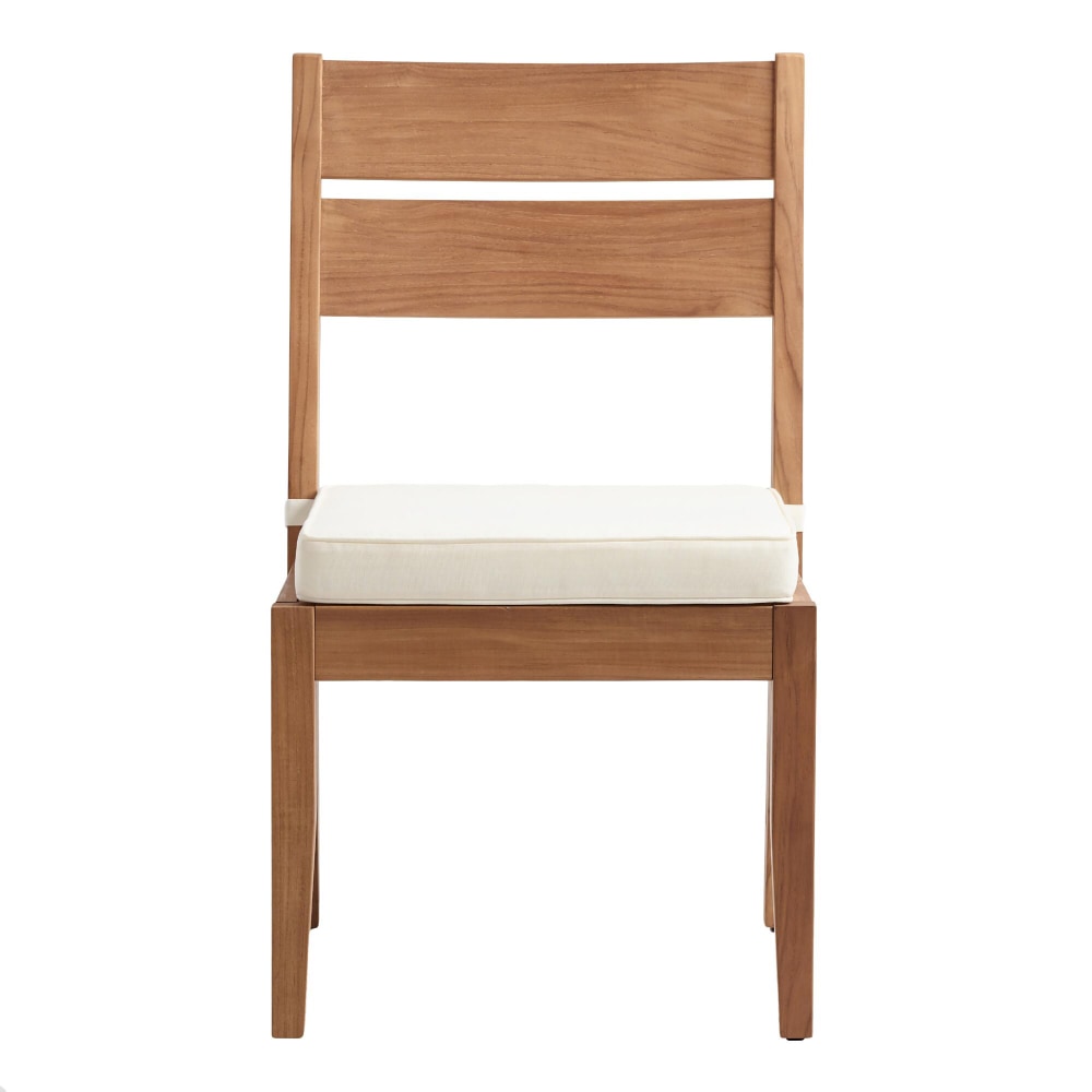 Linon Clemmett Outdoor Armless Dining Chairs, Teak/Antique White, Set Of 2 Chairs