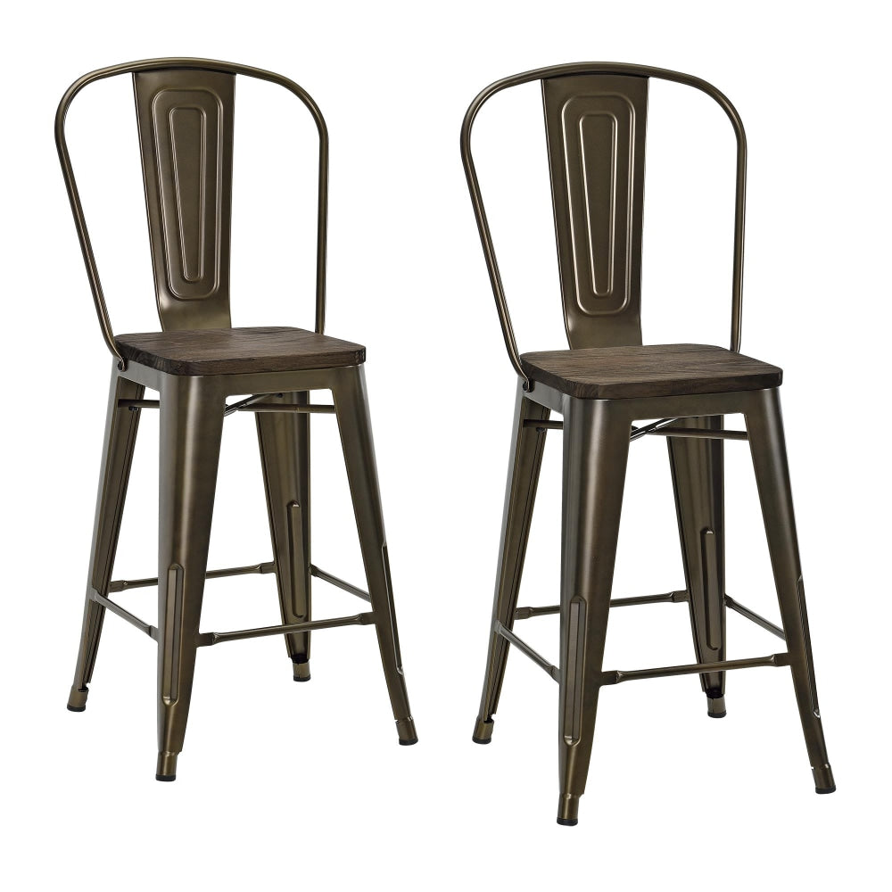 DHP Luxor Metal Counter Stool, Bronze, Set Of 2