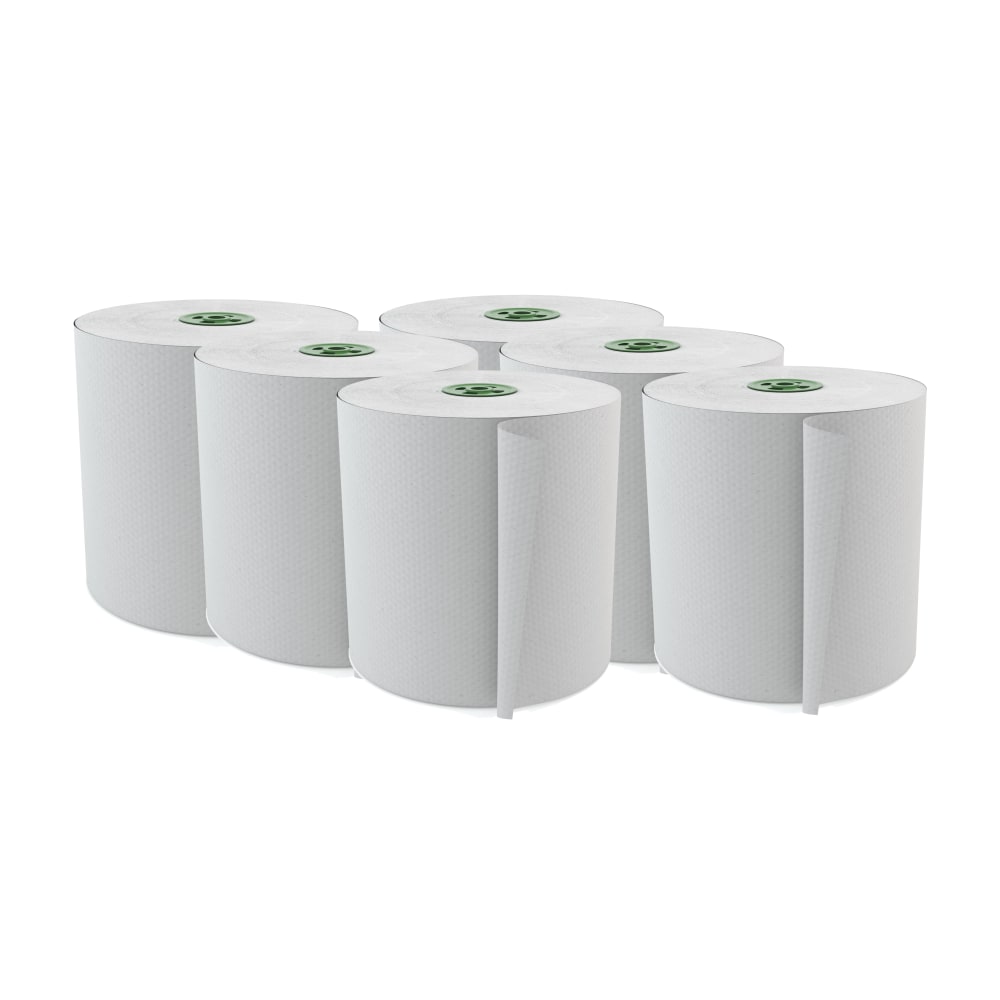 Cascades For Tandem Hardwound 1-Ply Paper Towels, 100% Recycled, Ultra White, 775ft Per Roll, Pack Of 6 Rolls