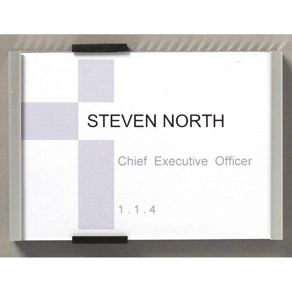 DURABLE Wall Mounted INFO SIGN - 6-1/8in x 4-3/8in - Rectangular Shape - Acrylic, Aluminum -Easy to Update - Silver - 1 Pack