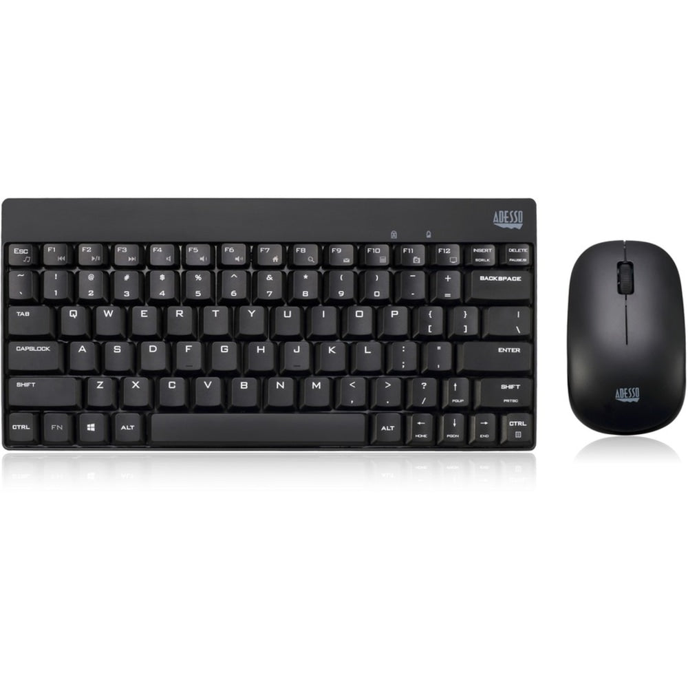 Adesso WKB-1100CB Wireless Spill Resistant Mini Keyboard & Mouse Combo, Black