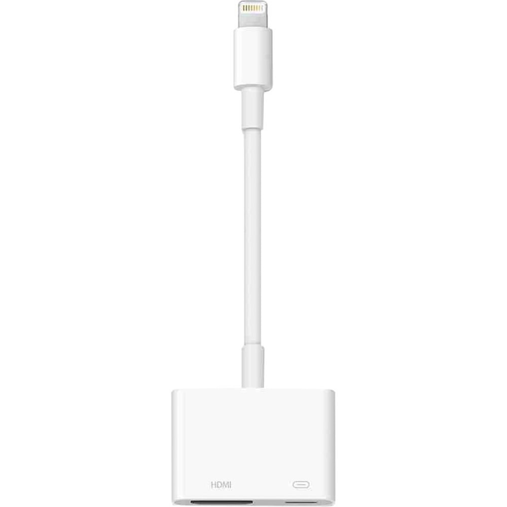 Apple Lightning Digital AV Adapter - HDMI/Lightning A/V Cable for Audio/Video Device, iPod, iPad, iPhone, TV, Projector - First End: 1 x Lightning - Male - Second End: 1 x HDMI Digital Audio/Video - Female - Supports up to 1920 x 1080