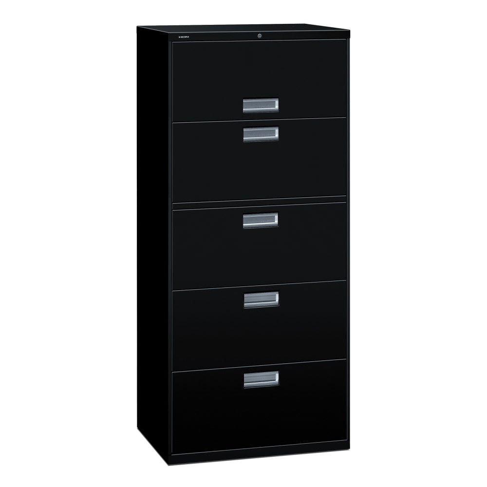 HON Brigade 600 30inW x 18inD Lateral 5-Drawer File Cabinet, Black