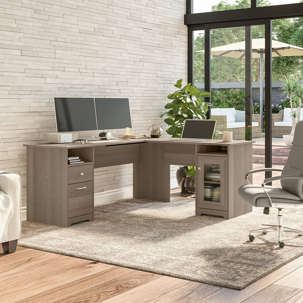 Bush Furniture Cabot 72inW L-Shaped Computer Desk With Storage, Ash Gray, Standard Delivery