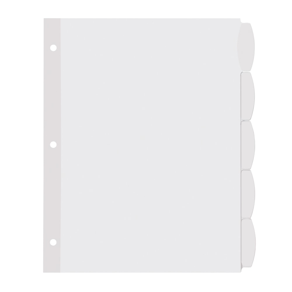 Avery Big Tab Printable Label Dividers With Easy Peel, 8-1/2in x 11in, 5 Tab, White, Pack Of 20 Sets