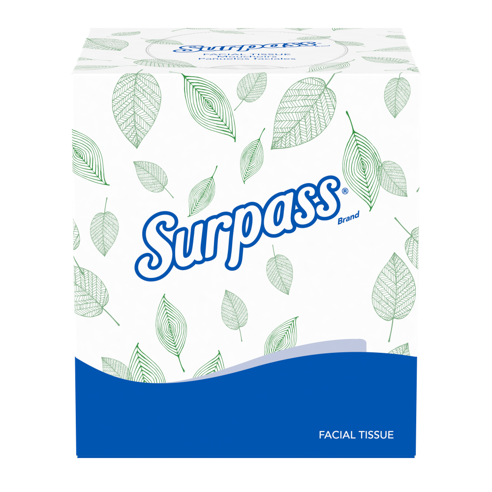 Surpass Boutique 2-Ply Facial Tissue Cube, Unscented, 90 Sheets Per Box, Case of 36 Boxes