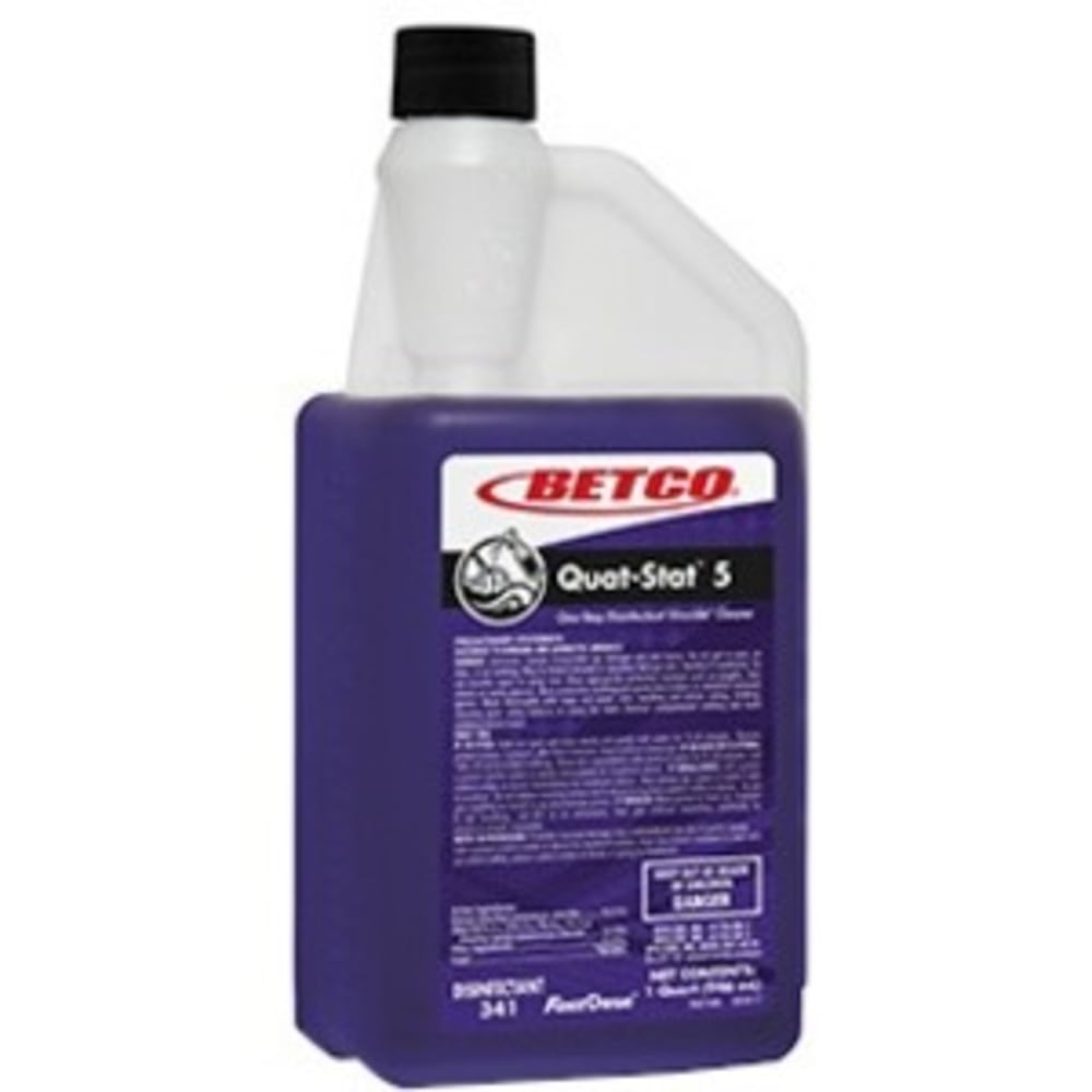 Betco Quat-Stat 5 Concentrated Cleaning Solution, 39 Oz, Lavender Scent, Pack Of 6